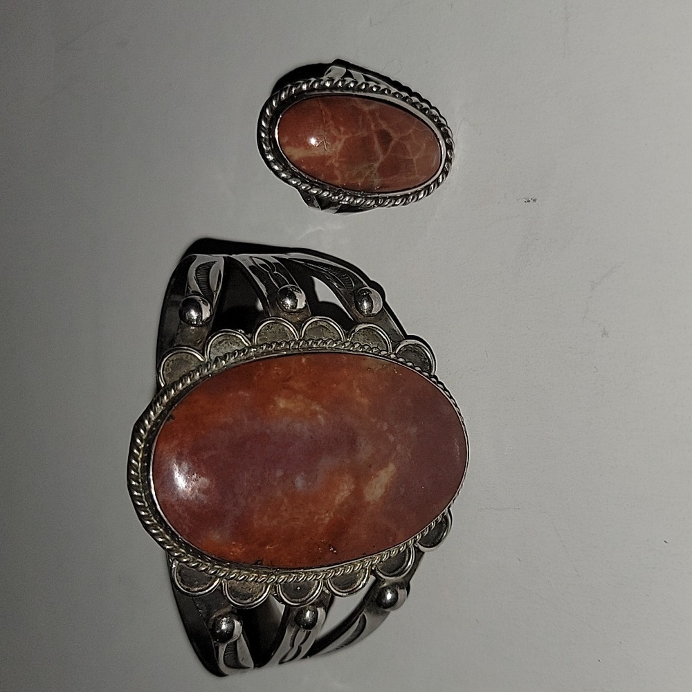 Orange Turquoise Cuff and ring